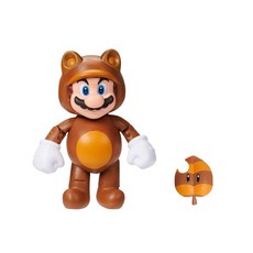 [5] Super Mario 10.2cm(4인치) 액션 피규어 타누키 마리오 잎 포함, 슈퍼마리오 Super Mario 10.2cm(4인치), 1개
