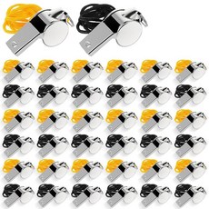 Hpmjz 랜야드 포함 스테인리스 스틸 호루라기 96개 크고 깨끗한 사운드 심판 스포츠 벌크 코치 생존 키트 비상 훈련 야외 안전