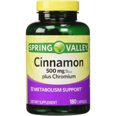 Spring Valley - Cinnamon 500mg Plus Chromium Twin Pack 2 Bottles of 180 Capsules, 1개, 180정