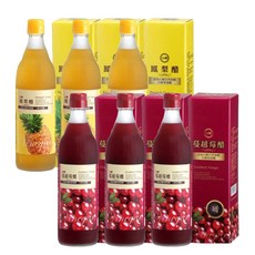 台糖 水果醋 蔓越莓醋 鳳梨醋, 6個, 600ml