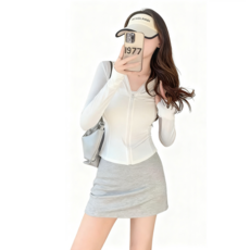 AROEREV UPF50+ 여성용래쉬가드상의 여름 슬림 아이스 쿨링 UV 차단, XL, 흰색