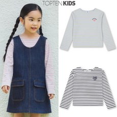 매장정품 탑텐키즈 24년 여아) 베이직 스트라이프 9부티셔츠 MKE3TS2001 112416