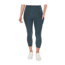 Kirkland Signature 여성용 카프리 레깅스 - 요가 레깅스 - 주머니가 있는 체육관 운동 운동 요가 바지 초록색.