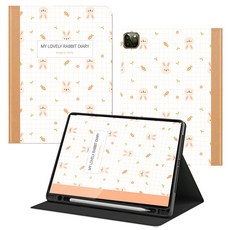 태블리 아이패드 에어 11 7세대 6세대 M3 M2 에어5 에어4 북커버 케이스, RABBIT