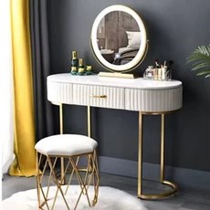 행복한 쇼핑 화장대 거실 거울 세트 수납 현관 콘솔 의자, M. 타원형 80+ 스마트 거울 + 교체 가능한 의자가