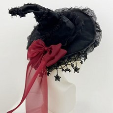 手作大簷魔法帽 哥特風魔女巫師帽, 酒紅, 1個