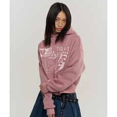 SUPERSUB 크러쉬드 펑크 피그먼트 크롭 후디 - 핑크 280182