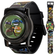 Accutime 닌자거북이 디지털 팝오픈 손목시계 블랙 스트랩 (TMN4205)