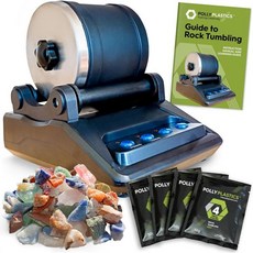 Polly Plastics 화석 만들기 키트 교구 과학 폴리 플라스틱 락 텀블러 거친 원석 전문 연마 그릿 텀블링 가이드가 포함된 완벽한 취미 스타터 선물 세트 어린이를 위한