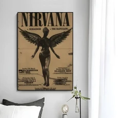 밴드 N-Nirvana 포스터 캔버스 벽 아트 인쇄 장식 벽화 홈 선물 프레임 없음, 8. Black3