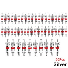 Schr 타이어 밸브 코어 대부분의 자동차 RV ATV 및 에어컨 리무버 교체용 / 스템, Silver 50Pcs