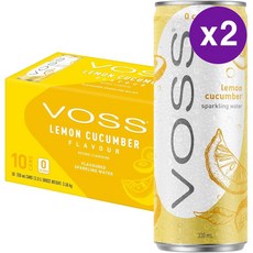 보스 레몬 커큠버 무설탕 스파클링 워터 탄산 330ml 10캔 3.56kg 2개 VOSS Lemon Cucumber Sparkling Water
