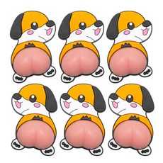 우람상점 3D 실리콘 엉덩이 문콕방지 차량용 스티커, 시바6입, 1개