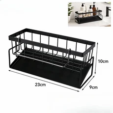 주방 싱크 배수 랙 스폰지 보관 수도꼭지 홀더 비누 드레이너 수건 선반 주최자 악세사리, Upgraded B Black