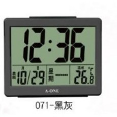 A-ONE 電子鬧鐘 座掛兩用顯示農曆日期星期與溫度, TG-071 黑灰色, 黑灰色