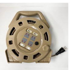 台灣製 陸戰隊軍規電纜輪座 2芯/3芯 30尺(軍綠) 50尺(沙色) 捲盤式輪座延長線 新安規過載斷電, 2芯輪座 50尺(沙色) DL-250, 1個, 沙色, 50尺