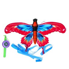 낚시대연 손쉬운 연날리기 꼬리연 릴얼레 세트 4종, 나비연+얼레, 1세트