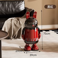 创意垃圾桶卡通家用翻盖高颜值兔耳朵带大容量塑料厨房客厅收纳桶, 1個, 黑红双色:无规格