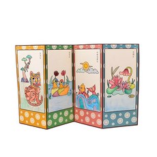 복지센터 시니어미술 민화그림 접이식병풍 색칠교구/ 엄마표미술 지자체행사용 초등미술 DIY키트, 5개, 혼합색상