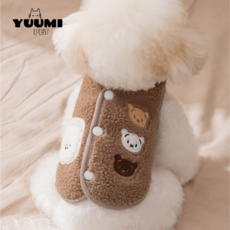 유미펫 반려동물 포근곰 멍스타일 플리스 조끼, 브라운, 1개