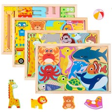 Shinse 3 4 5 6 2-4PCS) 목제 퍼즐 금형 퍼즐 모양 맞춤법 몬테소리 세 어린이, 1개