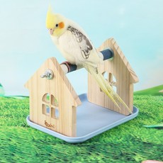 앵무새 횃대 탁상용 발톱갈이 스탠드형 배변 훈련 배변통, M