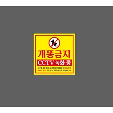 개똥금지 CCTV 녹화 중 노란색 8564923467 1010 스티커, 1개