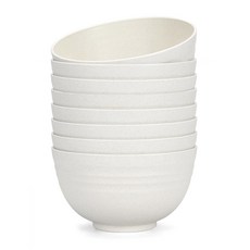 홈스톡 플러스 24온스 깨지지 않는 시리얼 그릇 8종 세트 - 수프 밥 샐러드용 전자레인지 및 식기세척기 안전 밀짚 섬유 적이고 견고한 비세라믹, Off-White, 24 Oz, 1개