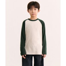 스탠다드 키즈 STANDARD KIDS 오버사이즈 래글런 긴소매 티셔츠 [머쉬룸/딥 그린] MKDTLZX73-I8 685696
