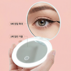 루센티크 휴대용 LED 조명 화장거울 접이식 양면 확대 손거울 type-c 충전, 1개, 흰색
