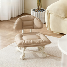 BYOU 조용하고 편안한 360도 소음 없는 회전 바퀴 앉은뱅이 의자, 1개, 카키색