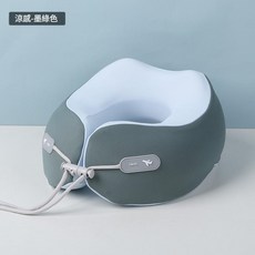 U型枕 記憶棉 涼感 透氣 護頸枕, 墨綠色, 1個