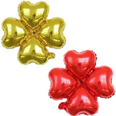 四葉幸運草造型鋁箔氣球 - 派對裝飾, 6顆四葉草紅金, 1個