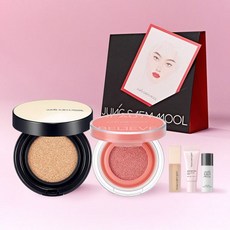 선물포장 정샘물 내추럴 메이크업 세트 2종 스킨 누더 쿠션 본품 쿠션 블러쉬 455712, C. 라이트, D. 코랄 헤일로