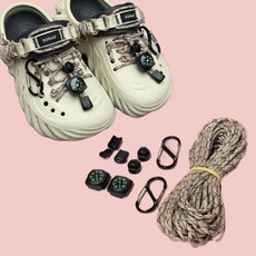 (신발포함X) DIY 파라코드 신발 커스텀 세트 카라비너 나침반 스토퍼 앤드클립 4mm, 1세트, 핑크 데저트 + 검정