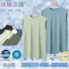 涼感大碼運動背心 冰絲透氣吸濕排汗衫 跑步健身速乾背心上衣