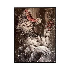 【TangZhen】유화그리기 유화그리기세트 호랑이 울부짖다 산림diy 디지털 유화 거실 서재 현관 호랑이 장식 괘화 수제 채색 아크릴 그림, 730338, 30x40cm블랙액자+물감+붓, 1개