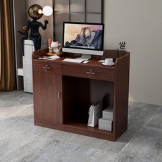 카운터 안내데스크 소형 인포메이션 데스크 좁은 공간형 테이블, H_티크 원목 이중 서랍장 100x40x92cm