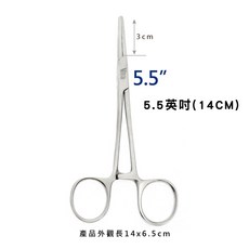 【Vila】家用寵物不鏽鋼清耳鉗(兩種尺寸) 止血鉗 直式 寵物家用耳毛夾 清潔 潔耳夾 貓咪 耳朵 寵物清耳 美容, 1個, 5.5英吋(14CM)大手或用大棉球推薦