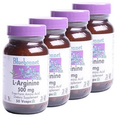 Bluebonnet 左旋精胺酸 500mg植物膠囊 無麩質, 50顆, 4罐