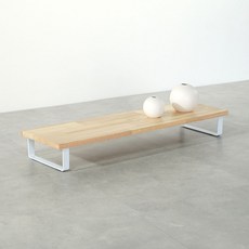 고무나무 원목 나무 받침대, 1단, 화이트