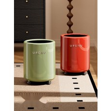 인테리어 휴지통 디자인 대형 쓰레기통 사무실 업소용, 1. 무바퀴 레트로 레드12L