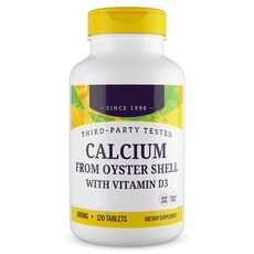 Healthy Origins 來自牡蠣殼的鈣質 含維他命D3錠劑, 1個, 120錠