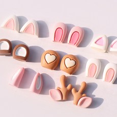 데코 동물 귀 파츠 1쌍 곰뾰족토끼사슴곰 등 8종 레진 공예용, #화이트토끼귀1쌍, 1개