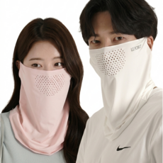 르포스 자외선차단 쿨 스포츠 골프 마스크 1+1, 파우더핑크+화이트, 1세트