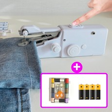 모두앤 간편 원터치 핸드미싱기 반짇고리세트 + 건전지 가정용 셀프수선 미니 재봉틀 휴대용, 화이트, (반짇고리세트+건전지)