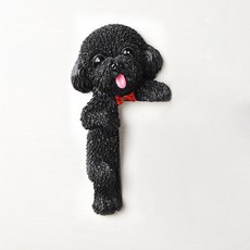 可愛狗法鬥開關裝飾墻貼保護套現代簡約樹脂動物3d立體插座貼創意kun, 黑色左立泰迪