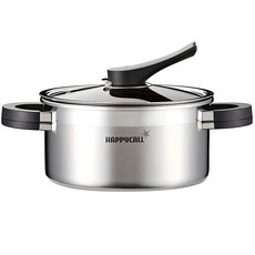 해피콜 인덕션 넘침방지 3중 스테인레스 양손냄비, 20cm, 메탈그레이, 1개