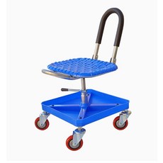 滾輪工作椅，可調節高度，內建工具收納盤，耐用滾輪, 1個, 藍色