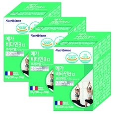 뉴트리바이옴 비타민 B12 프리미엄 300mg 단일 영양제 엽산대사에 필요, 60정, 3개